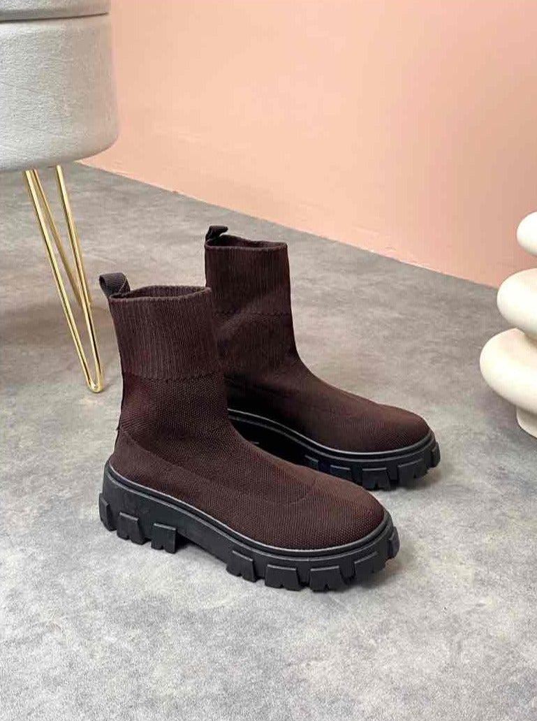 BOOTS | SOCK BOOTS - CHOCO