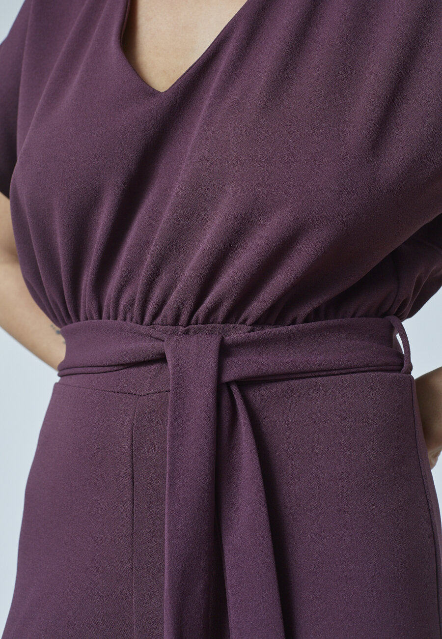 JUMPSUIT | GIRL V-NECK - DEEP BORDEAUX