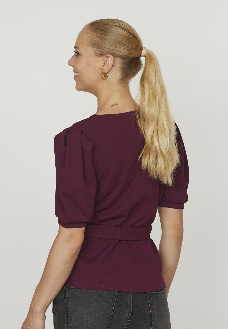 NASA PUFF SLEEVE BLOUSE - DARK BORDEAUX