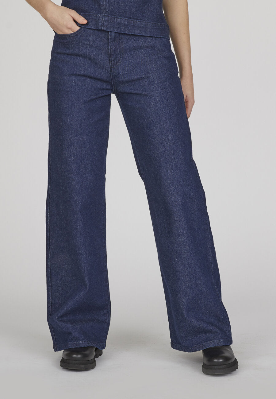 OWI WIDE LEG JEANS - UNWASHED BLUE