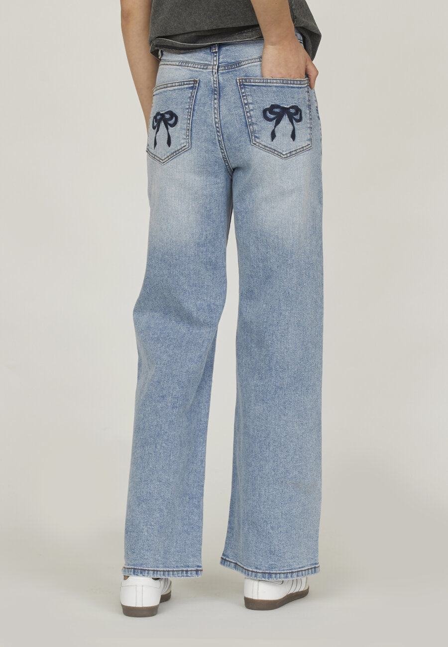 OWI WIDE LEG BOWS JEANS - BLUE/WASH NAVY