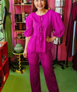 COCO BOW BLOUSE - PURPLE