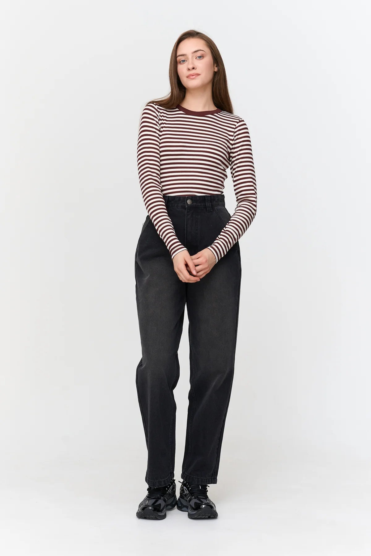STRIPE LS TOP - BORDEAUX
