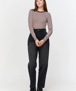 STRIPE LS TOP - BORDEAUX