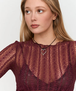 LACE LS TOP - BORDEAUX
