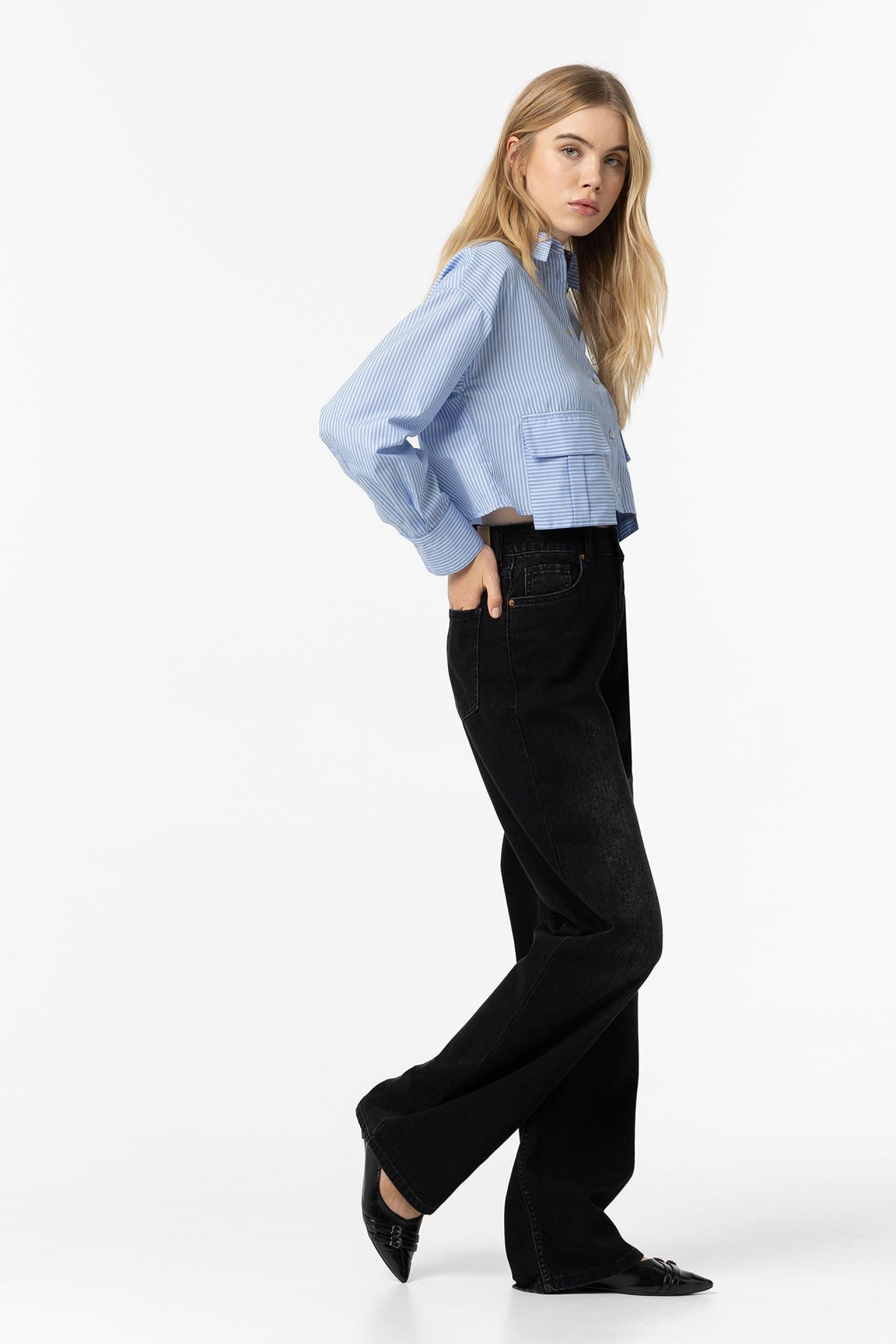 BONYE WIDE LEG JEANS - DARK GREY