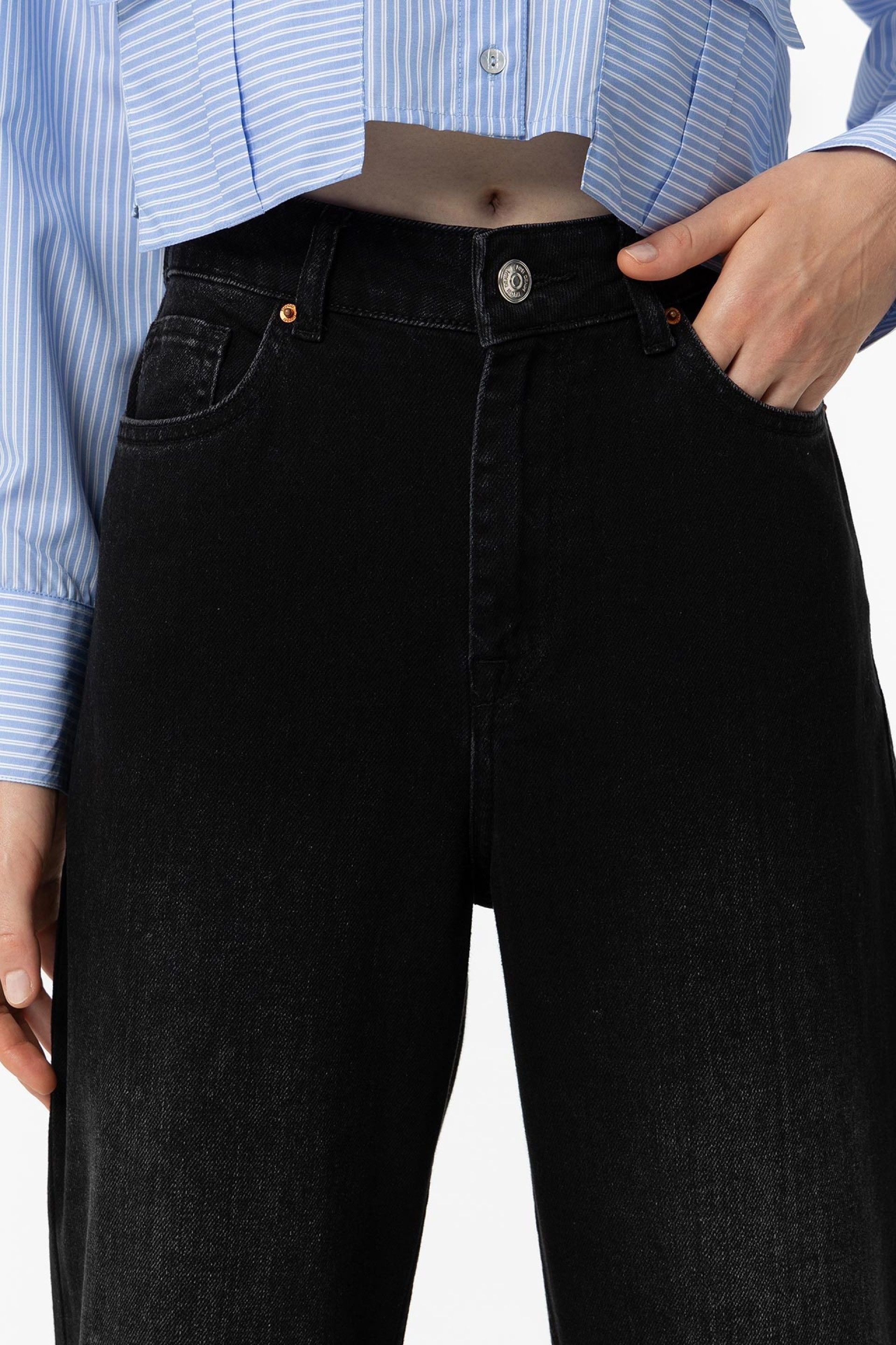 BONYE WIDE LEG JEANS - DARK GREY