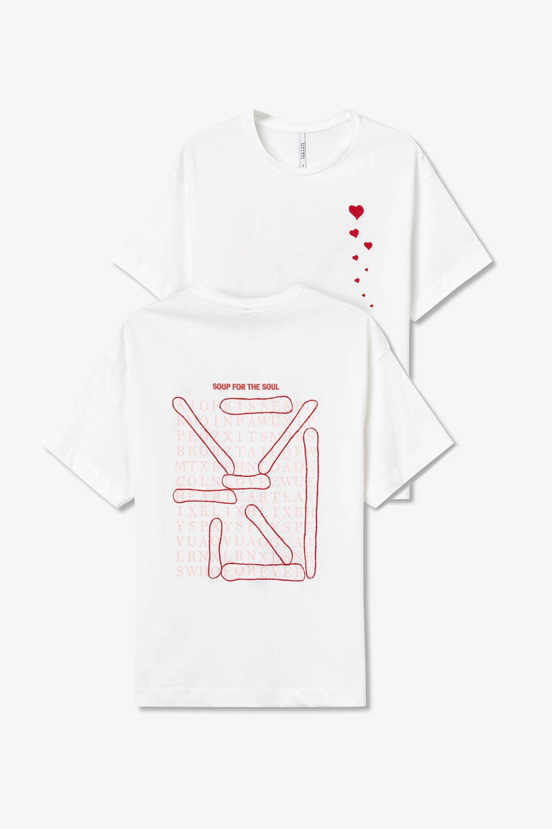 VALENTINES LOVE SEEKER EMBROIDERY T-SHIRT - WHITE