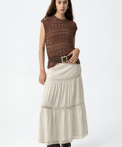 MALAGA LINEN SKIRT - BEIGE