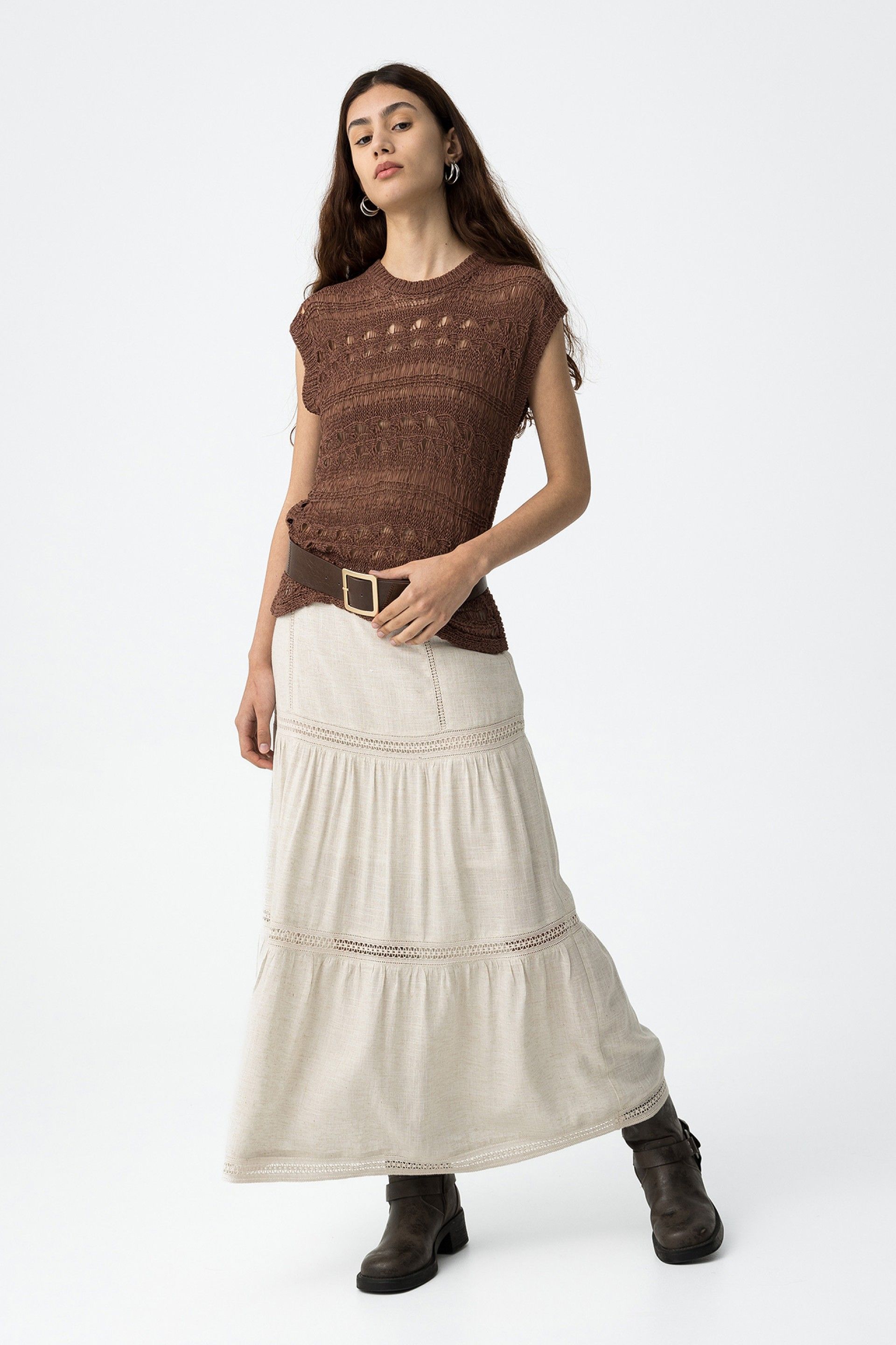 MALAGA LINEN SKIRT - BEIGE