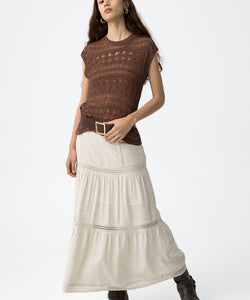 MALAGA LINEN SKIRT - BEIGE
