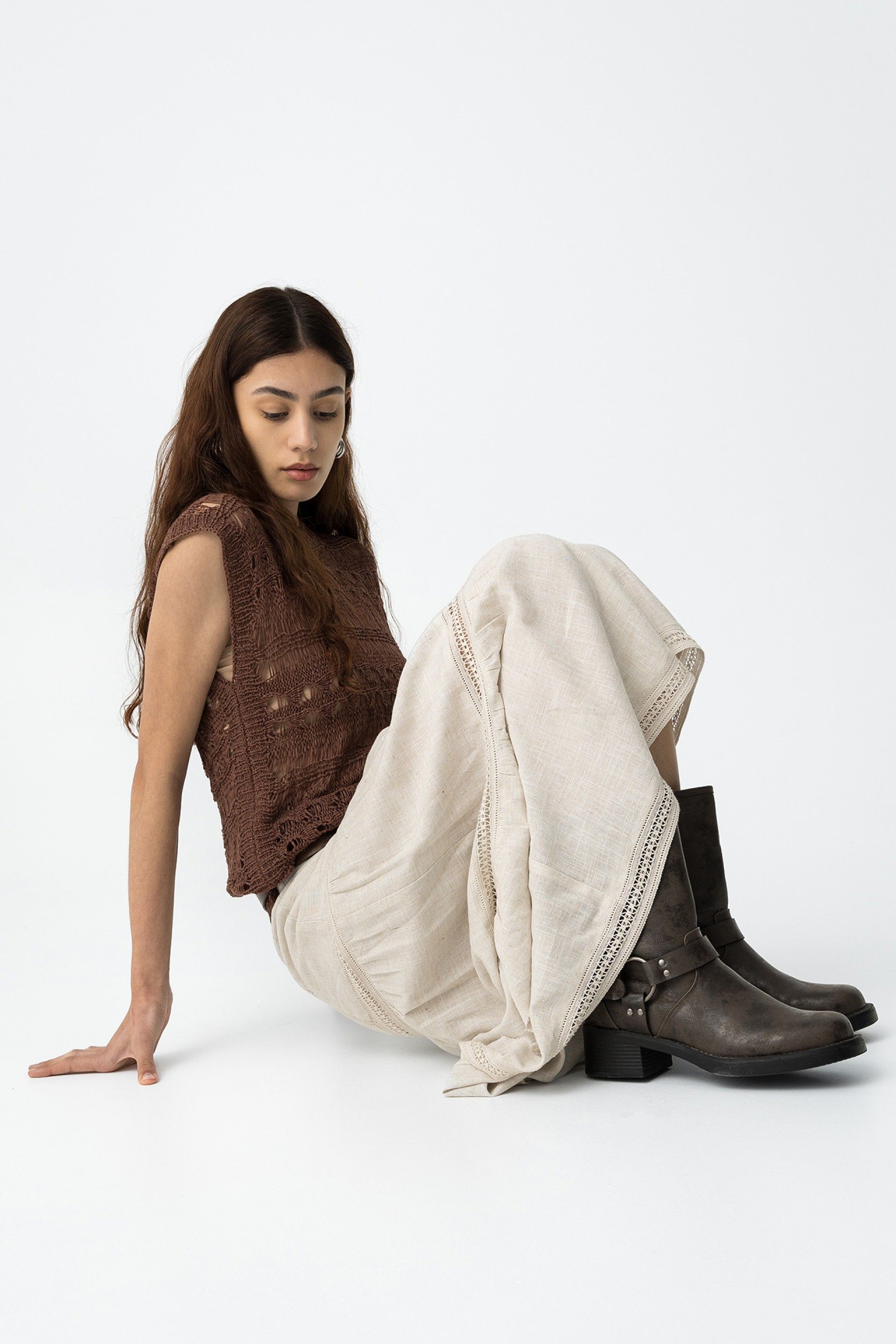 MALAGA LINEN SKIRT - BEIGE