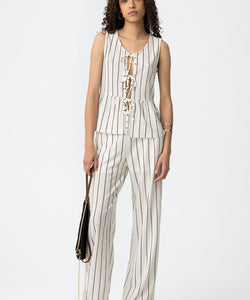 WAFFLE STRIPED PANTS - STAR WHITE