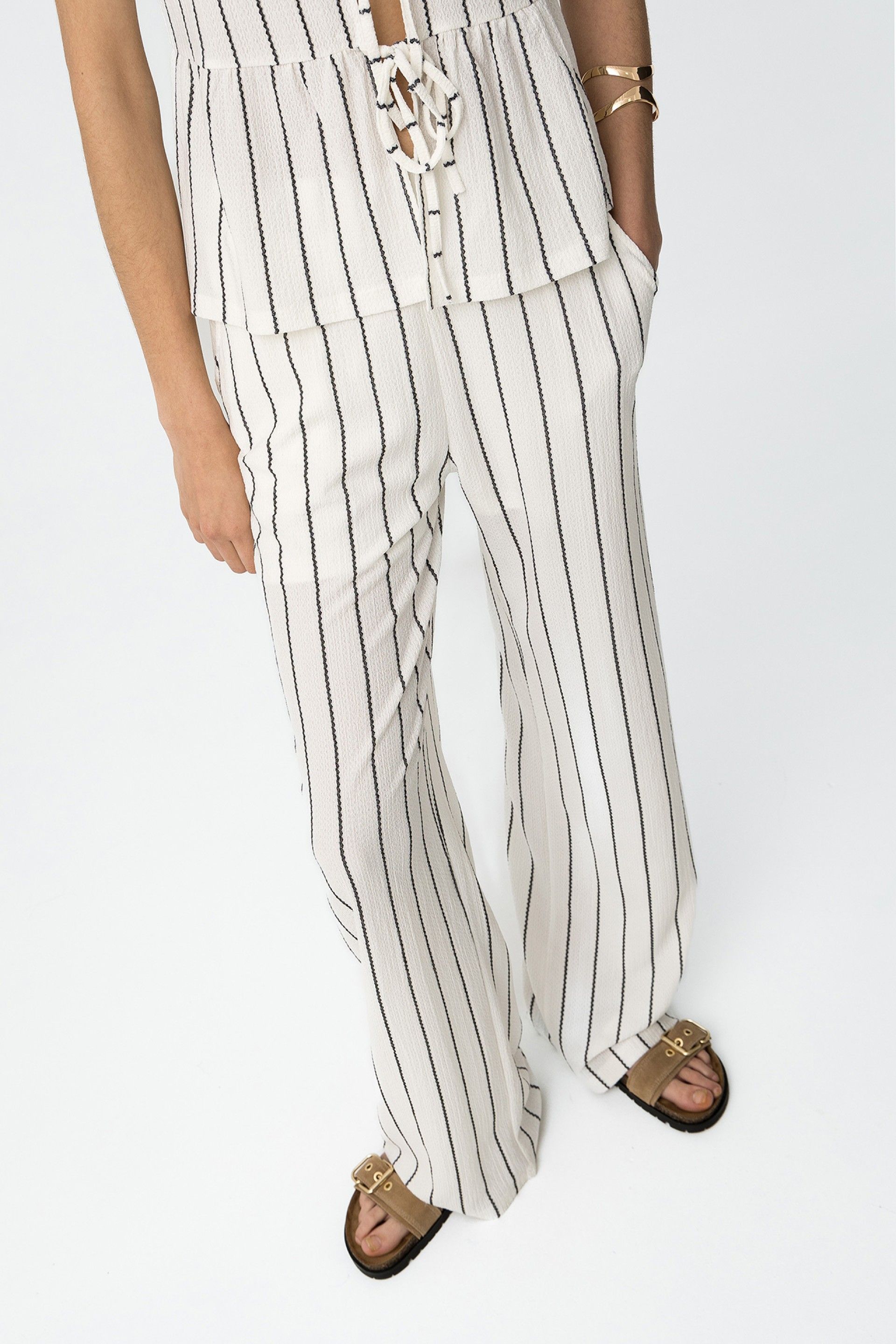 WAFFLE STRIPED PANTS - STAR WHITE