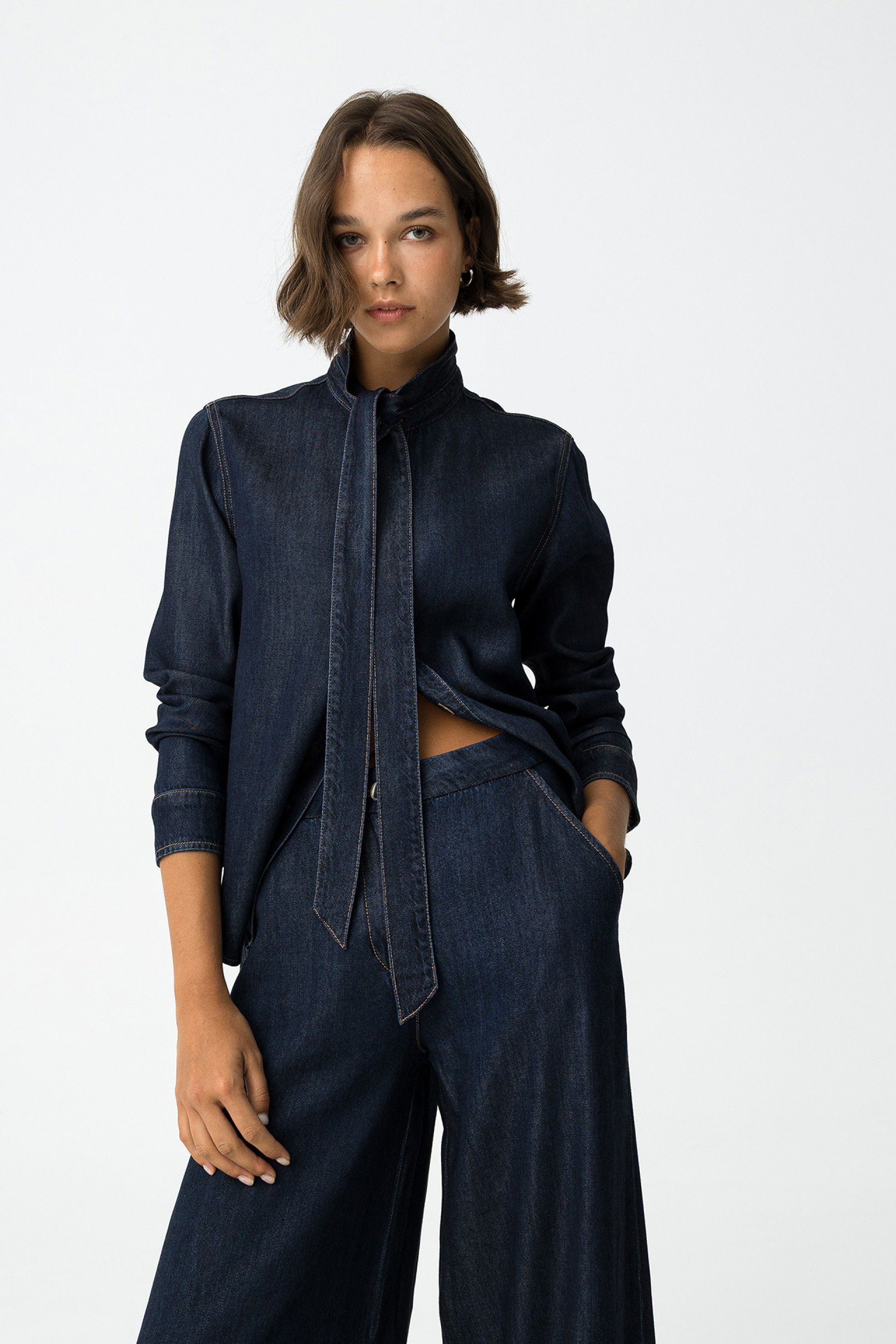 SIMONE BLOUSE - DARK BLUE DENIM