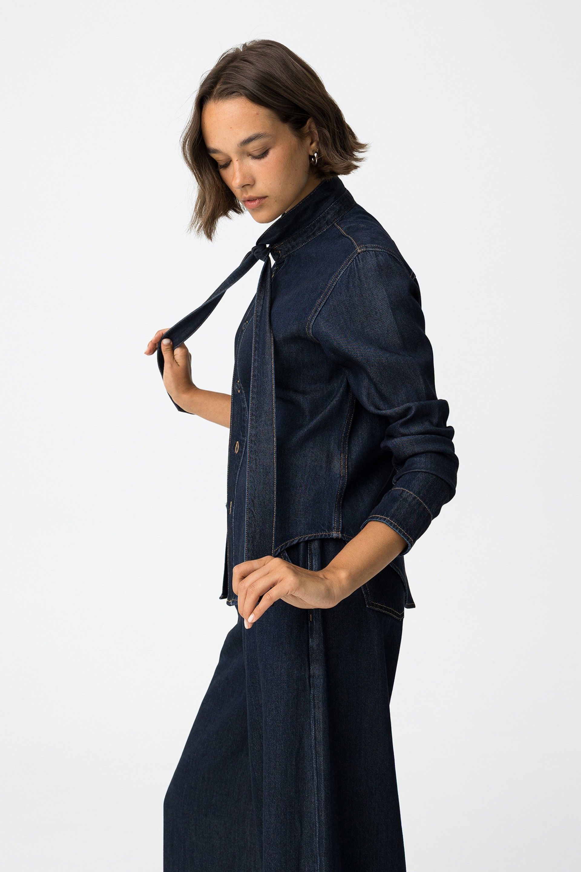 SIMONE BLOUSE - DARK BLUE DENIM