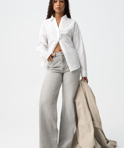 BONYE WIDE LEG JEANS - LIGHT GREY