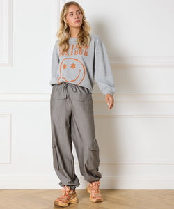 REFINED DEPARTMENT | VIKKI WOVEN GREY PANTS - LIGHT GREY