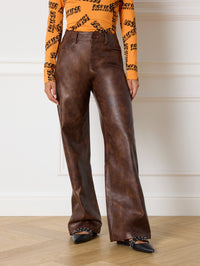 REFINED DEPARTMENT | ESMEE PU LEATHER PANTS - BROWN