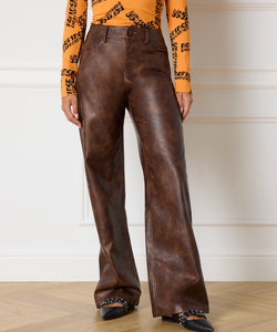 REFINED DEPARTMENT | ESMEE PU LEATHER PANTS - BROWN