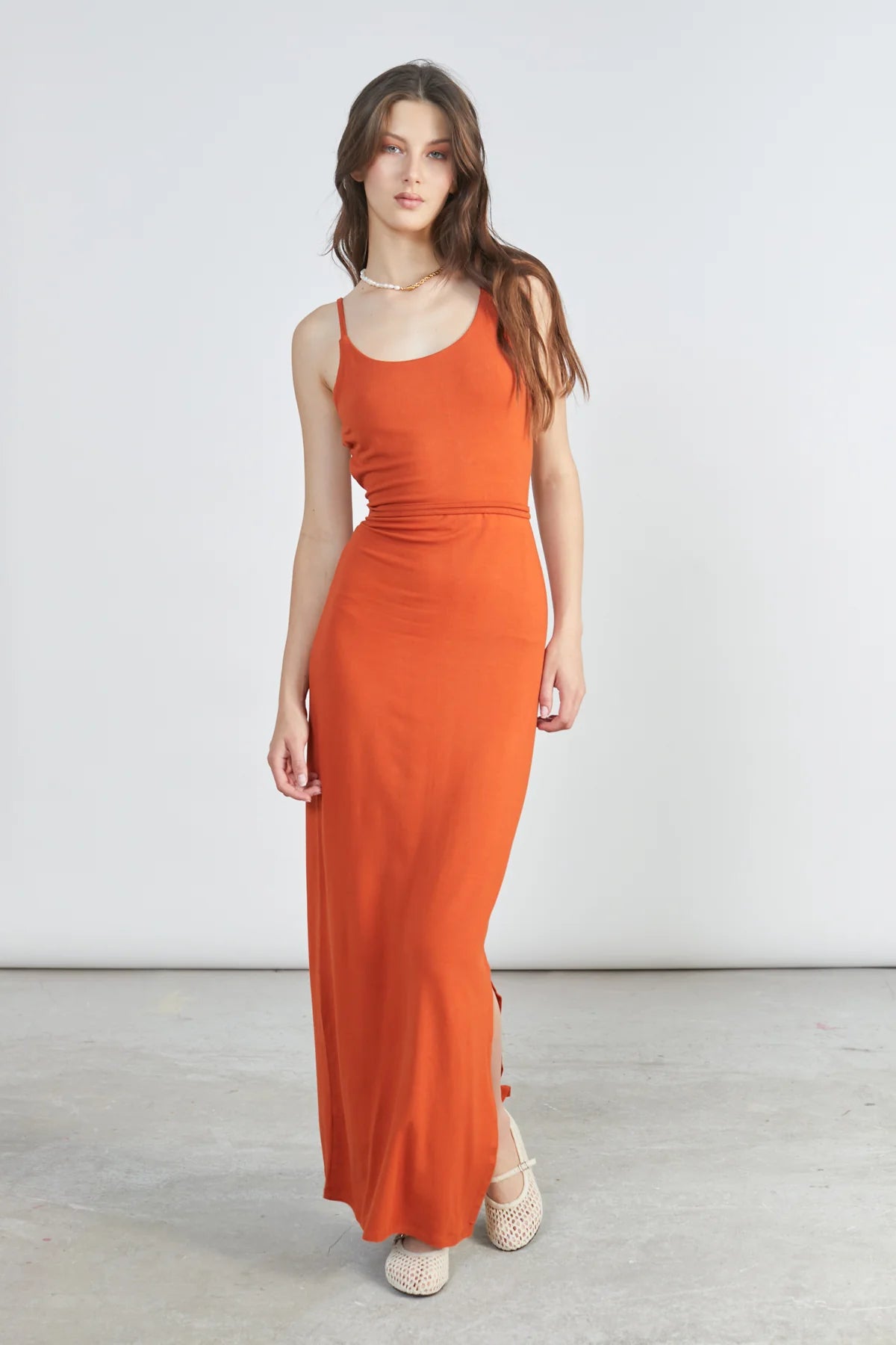 RUSTIC SINGLET DRESS - BURNT ORANGE