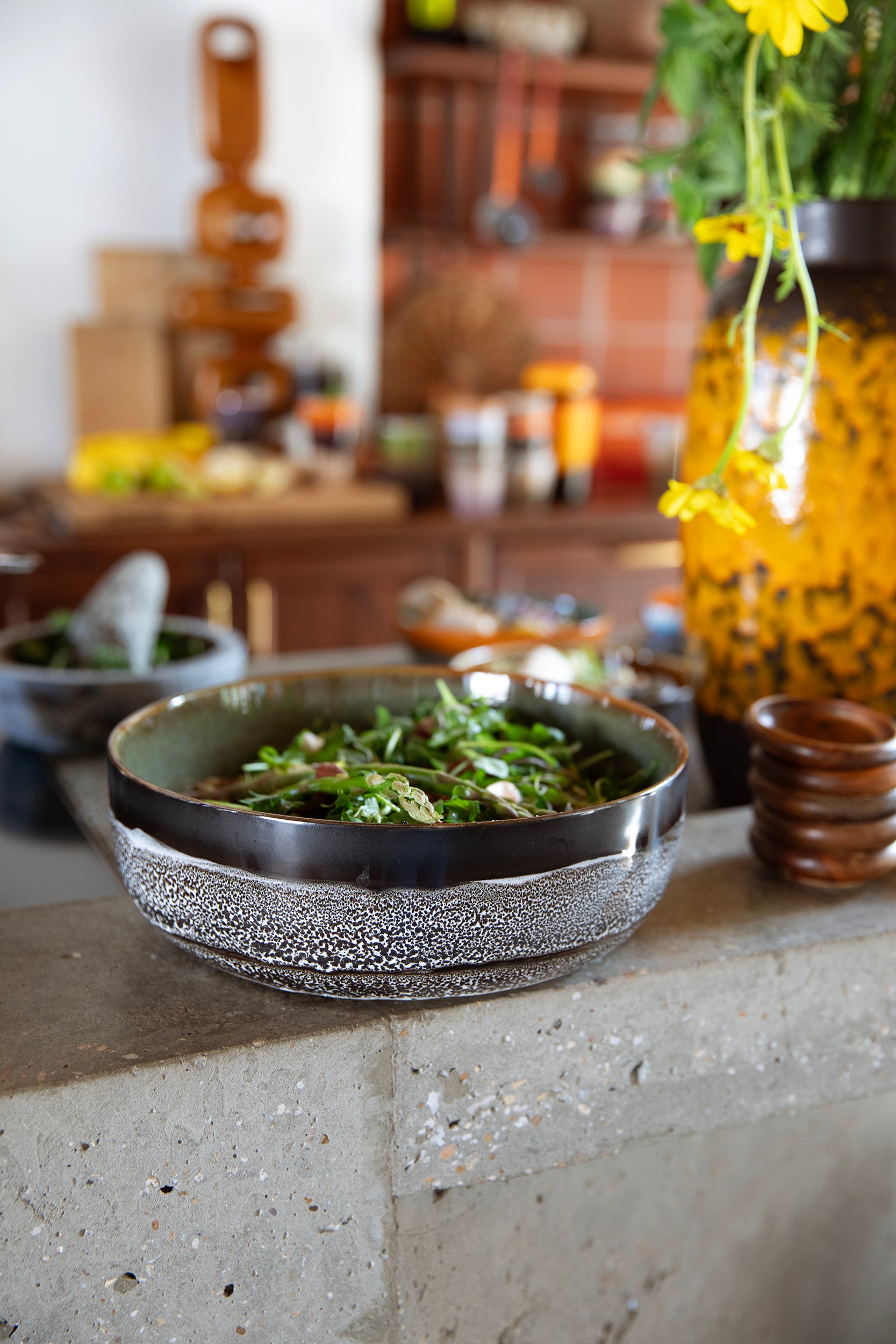 HKliving |70S CERAMICS SALAD BOWL - ROCK ON