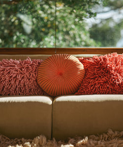 HKliving | ROUND RIPPLE CUSHION - BURGUNDY 35cm x 35cm