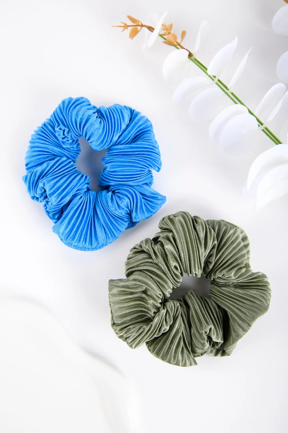 JANINE SCRUNCHIE - BLUE & GREEN