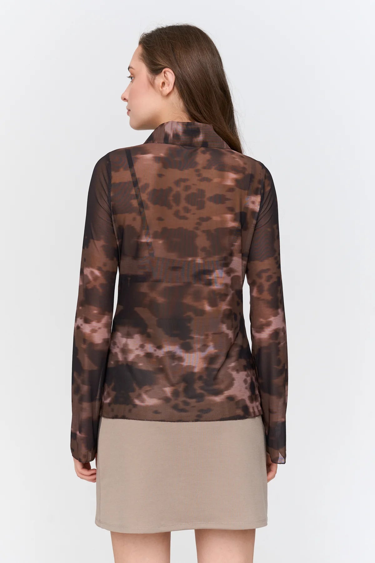 COWBOY MESH BLOUSE - BROWN