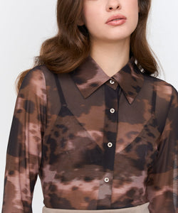 COWBOY MESH BLOUSE - BROWN