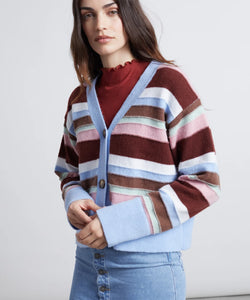 HORIZONTAL STRIPE CARDIGAN - BLUE