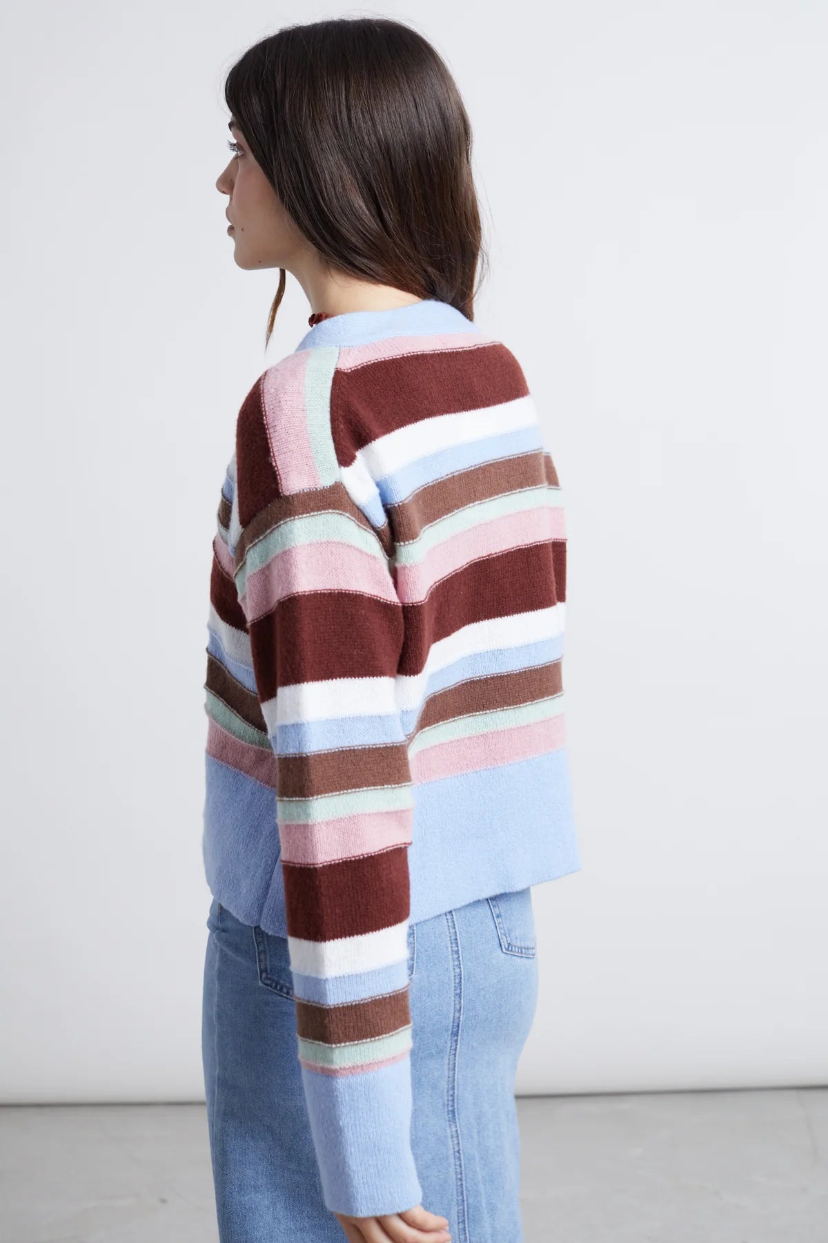 HORIZONTAL STRIPE CARDIGAN - BLUE