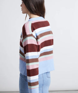 HORIZONTAL STRIPE CARDIGAN - BLUE