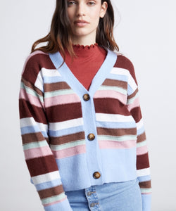 HORIZONTAL STRIPE CARDIGAN - BLUE