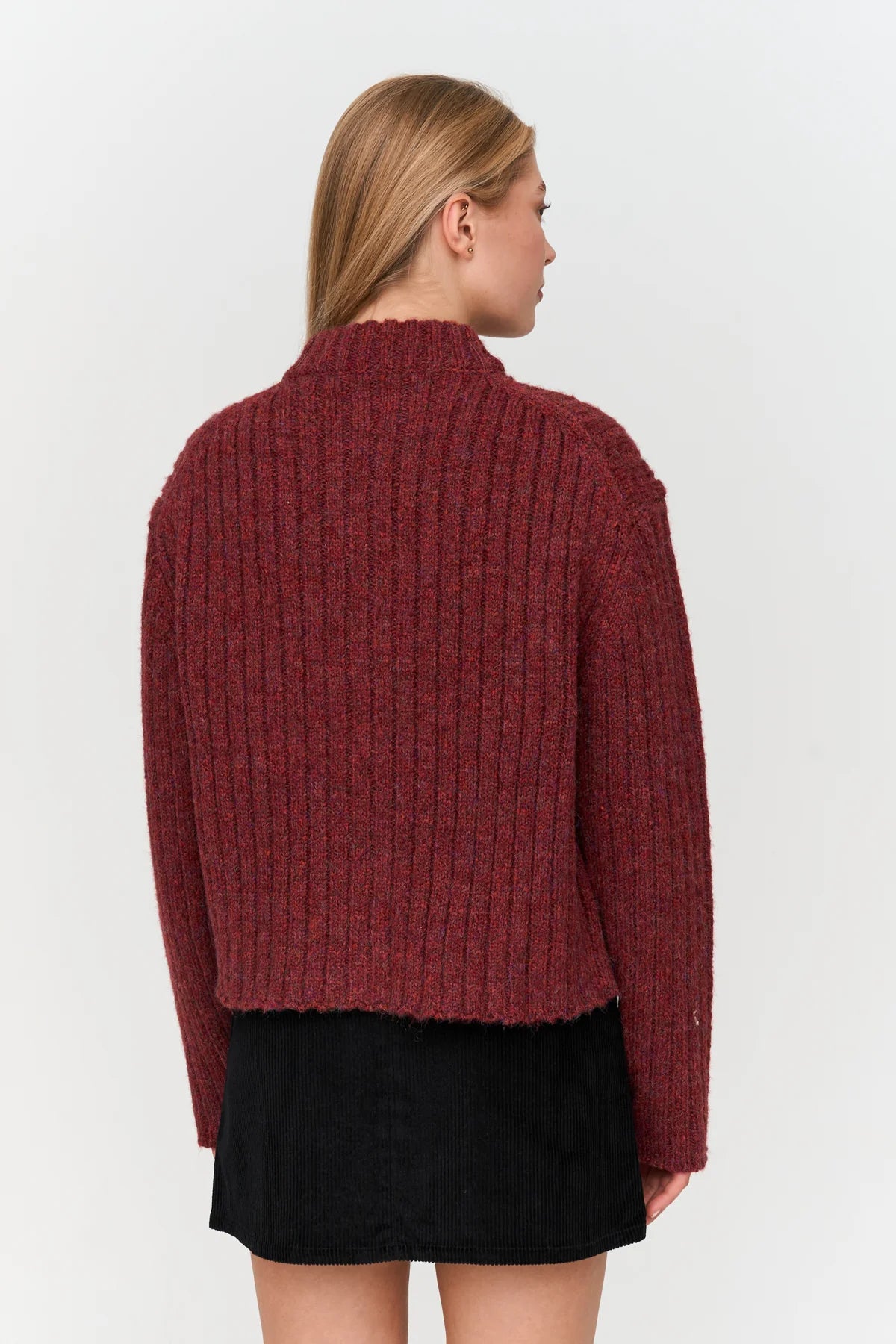 CHUNKY KNIT CARDIGAN  - BORDEAUX