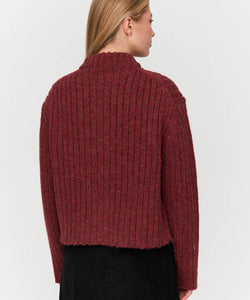 CHUNKY KNIT CARDIGAN  - BORDEAUX