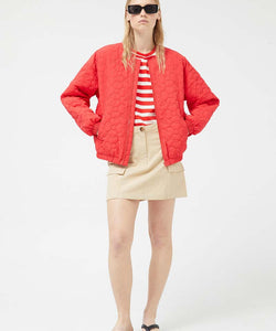 FLOWERY QUILTED BOMBER - RED