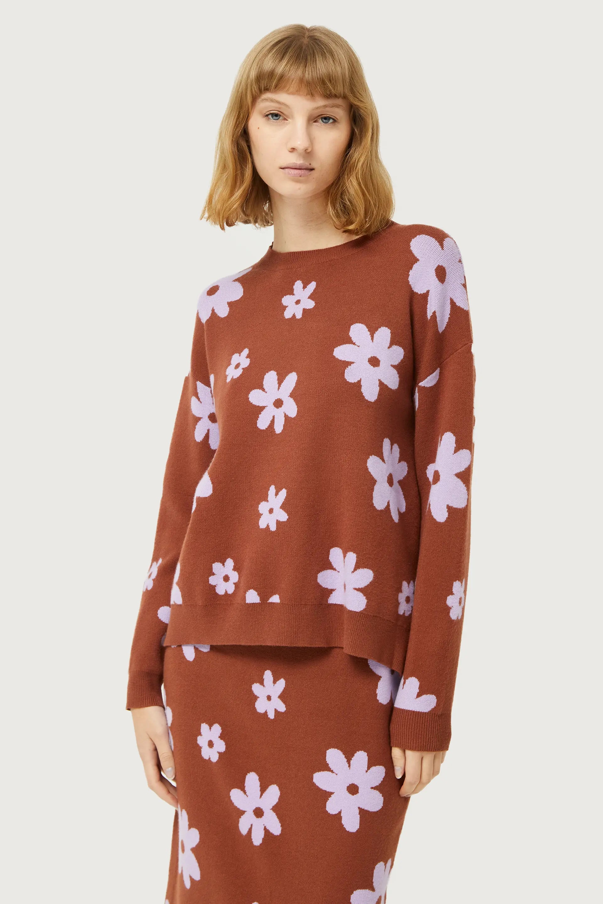 COMPAÑÍA FANTASTICA | FLOWER POWER PULLOVER - BROWN & LILAC