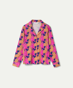 CAT PRINT SHIRT - FUCHSIA