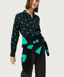 ARTY HEARTY PRINT SHIRT - BLACK & GREEN