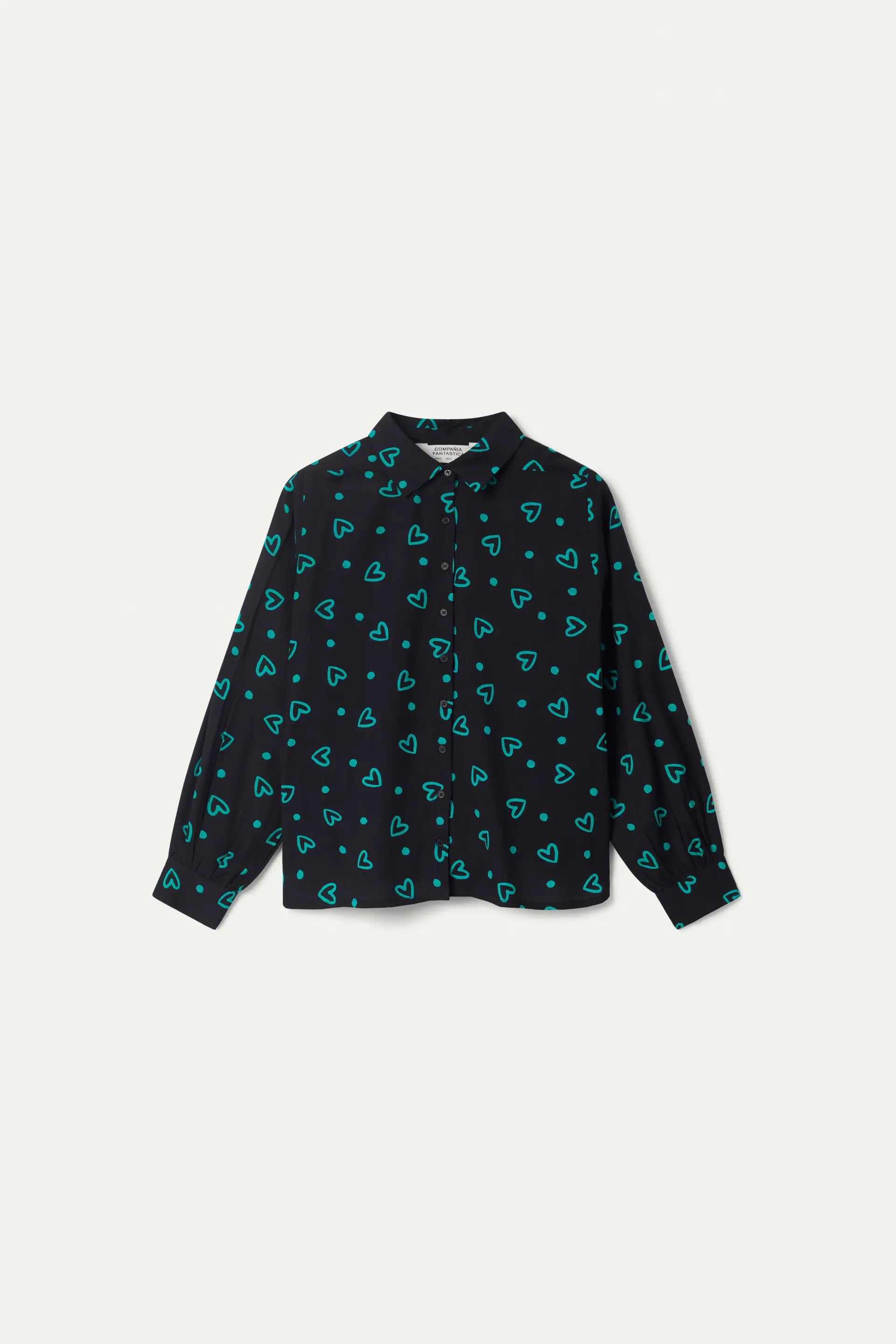 ARTY HEARTY PRINT SHIRT - BLACK & GREEN