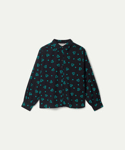 ARTY HEARTY PRINT SHIRT - BLACK & GREEN