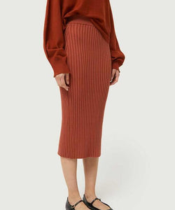 COMPAÑÍA FANTASTICA | KNITTED RIB SKIRT - BROWN