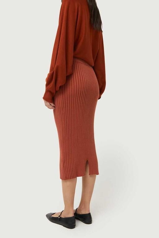 COMPAÑÍA FANTASTICA | KNITTED RIB SKIRT - BROWN