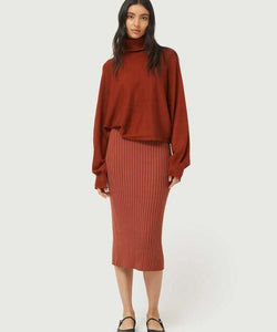 COMPAÑÍA FANTASTICA | KNITTED RIB SKIRT - BROWN