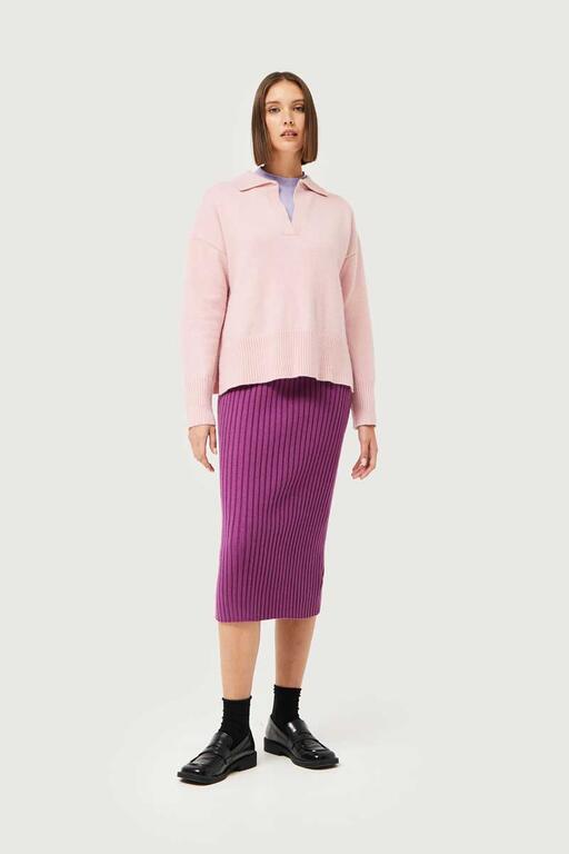 COMPAÑÍA FANTASTICA | KNITTED RIB SKIRT - MAGENTA