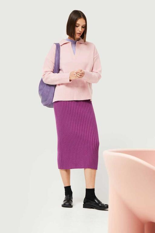 COMPAÑÍA FANTASTICA | KNITTED RIB SKIRT - MAGENTA