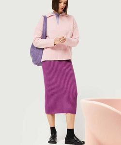 COMPAÑÍA FANTASTICA | KNITTED RIB SKIRT - MAGENTA