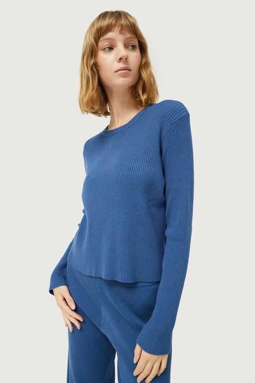 COMPAÑÍA FANTASTICA | KNITTED RIBBED TOP - BLUE