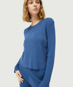 COMPAÑÍA FANTASTICA | KNITTED RIBBED TOP - BLUE